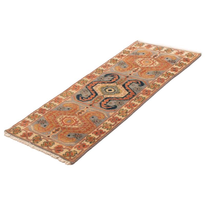 ECARPETGALLERY Hand-knotted Jules Serapi Grey Wool Rug - 2'5 x 6'1