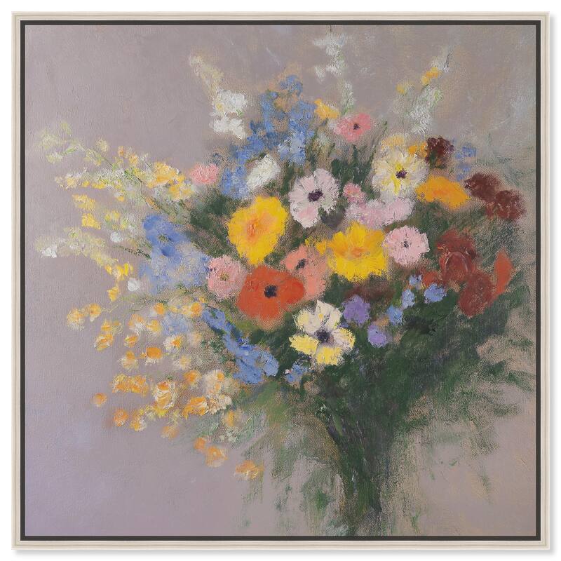 Meadow Flowers Canvas by Art Remedy - 12" x 12" - Silver