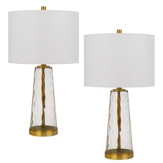 26 Inch Modern Accent Table Lamp Set of 2, Clear Glass Base, Antique ...
