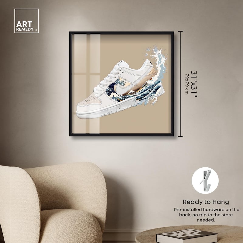 Great Wave Sneaker Splash Shadowbox by Art Remedy