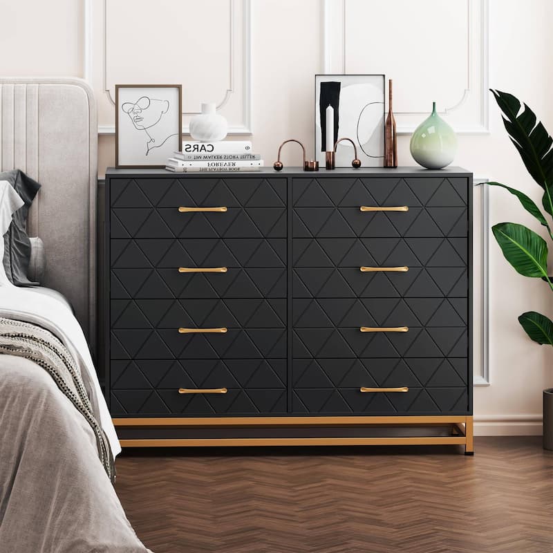 8-Drawer Dresser for Bedroom & Closet, Modern Wooden Storage Chest