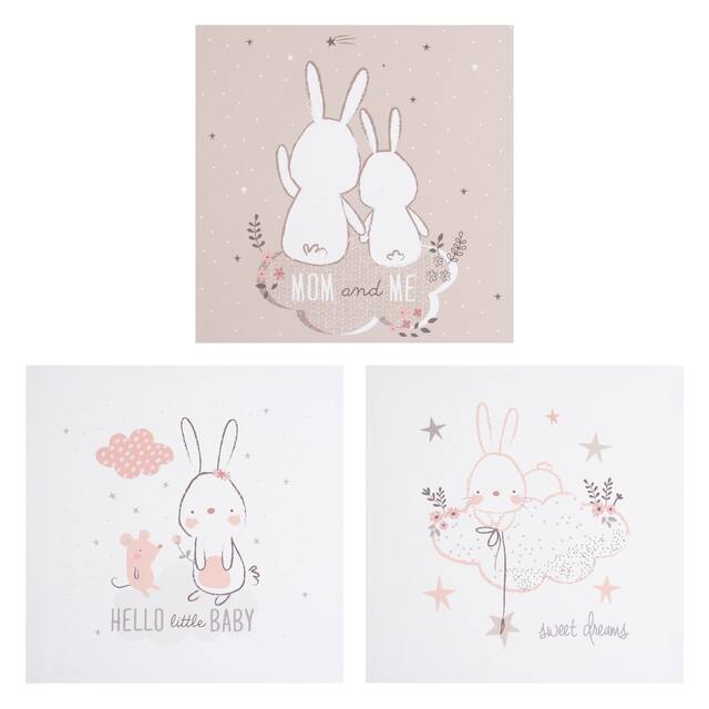 Sammy & Lou Cottontail Cloud 3 Pack Canvas Wall Art