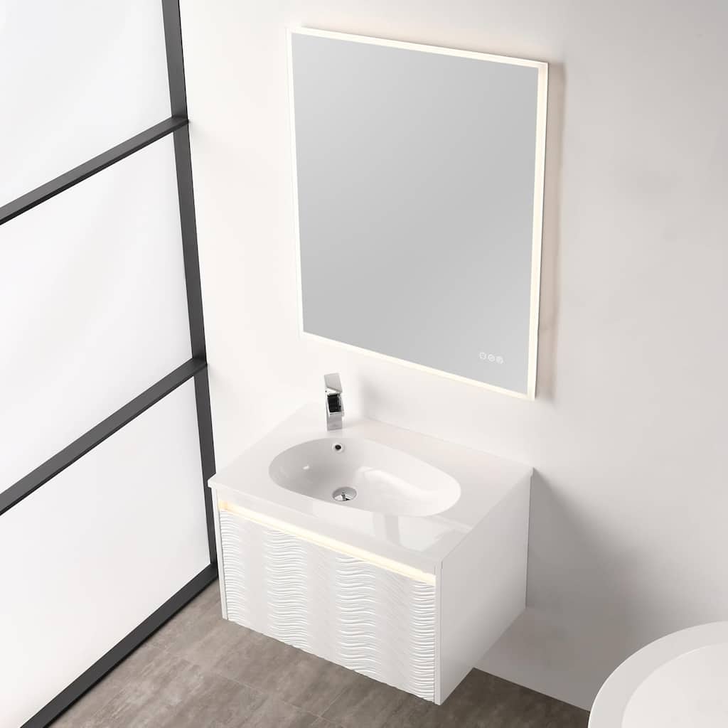 Blossom Voyage 24 Inch Floating LED Bathroom Vanity with Acrylic Sink