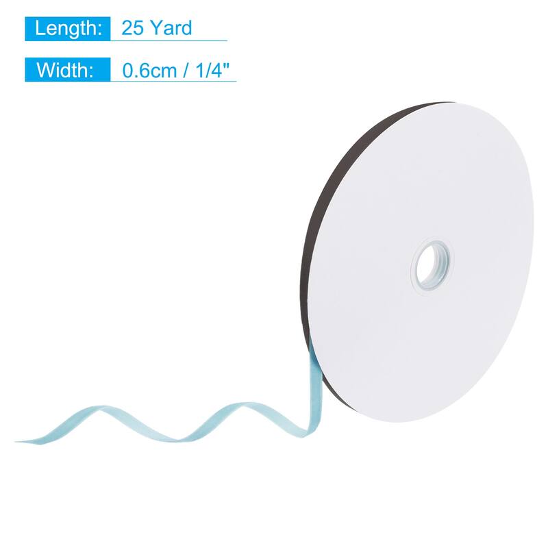 Velvet Ribbon 25 Yard Single Face Spool Silky for Gift Wrapping Decor - Sky Blue - 1/4 Inch x 25 Yard