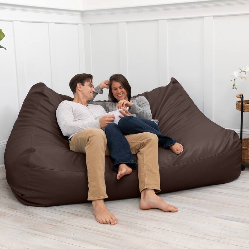 Atrium Collection Lozia Loveseat - Large Bean Bag Sofa for Home Theaters, Offices, Schools & Receptions - Faux Leather - N/A