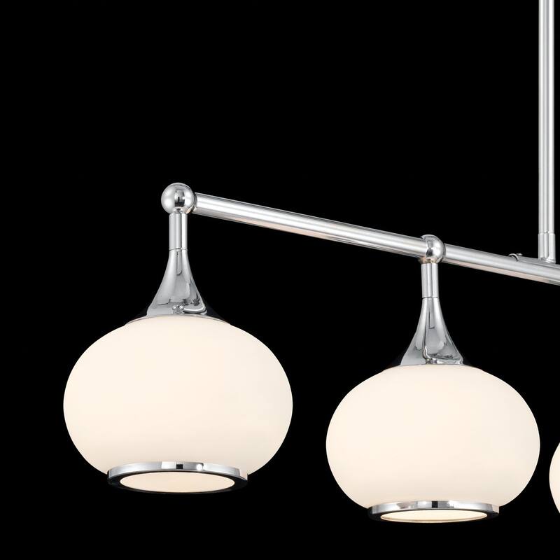 Acroma 5-light Modern Linear Chandelier with Opal Glass Globe Shade Kitchen Island Light