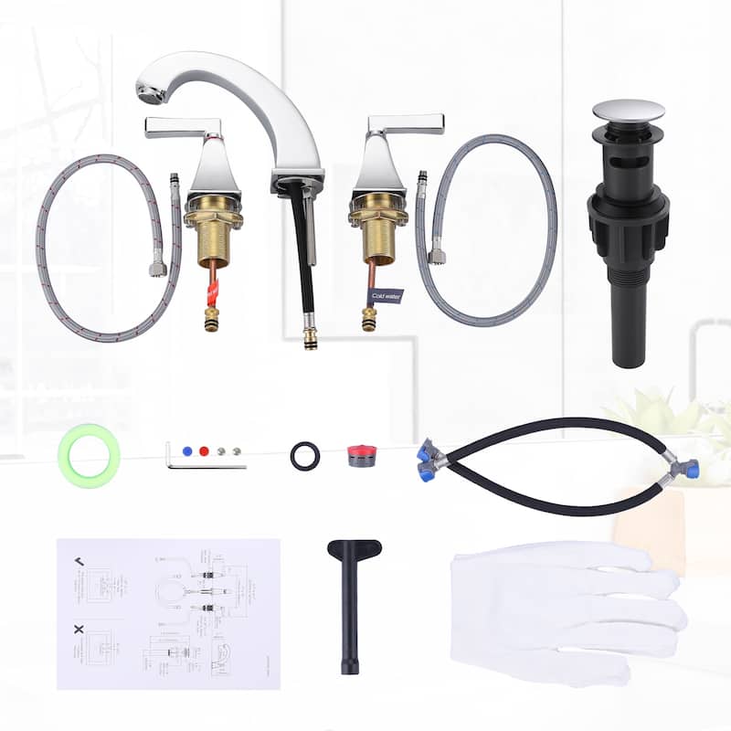 WOWOW 8 in. Widespread Double Handle Bathroom Faucet