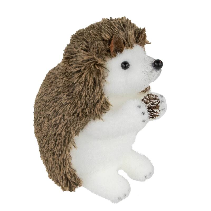 6" Brown and White Standing Hedgehog Christmas Tabletop Decor