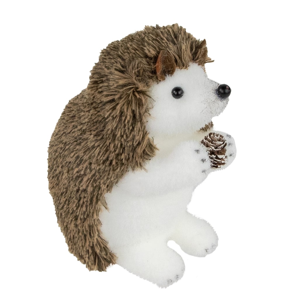 6" Brown and White Standing Hedgehog Christmas Tabletop Decor