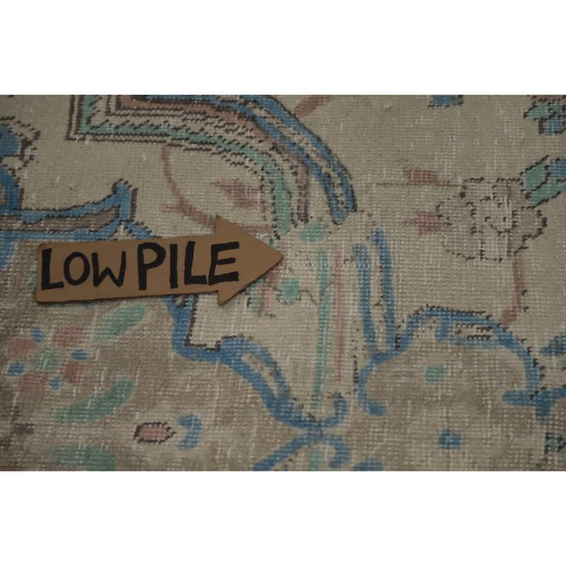 Hand Knotted Oriental 100% Wool Carpet Traditional Floral Beige & Ivories Tabriz Area Rug - 11' 0'' X 7' 10''