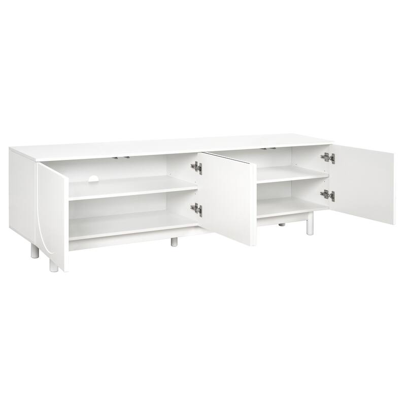 Modern Graceful TV Stand, Media Console, for TVs Up to 78'' with Adjustable Shelf, for Living Rooms, White