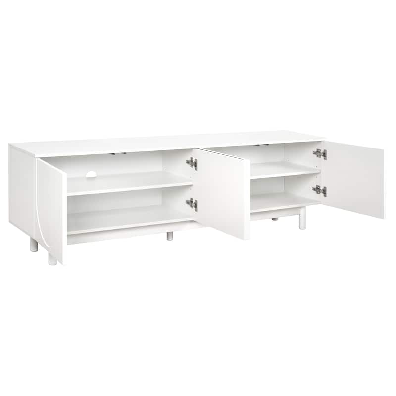 Modern Minimalist TV Stand with Arch Cabinets, Adjustable Shelves & Solid Wood Legs for TVs Up to 78''