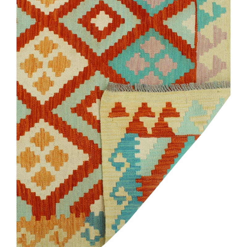 Sangat Flatweave Cyneleah Red/Ivory Rug - 6'7" x 9'8"
