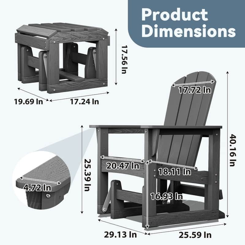 PE Outdoor Rocking Chair with Footrest and Armrests