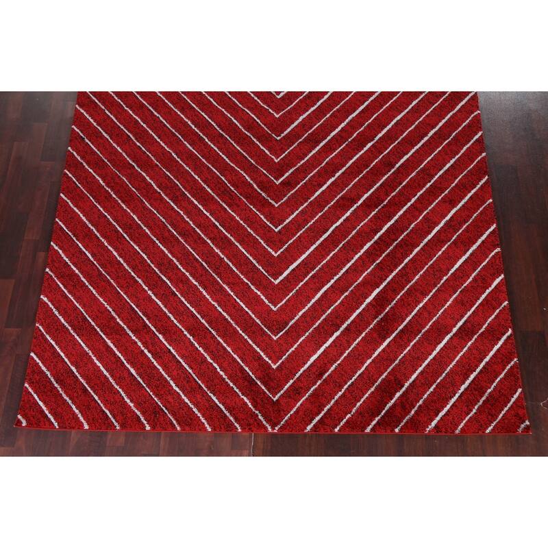 Red Chevron Style Transitional Oriental Turkish Rug Modern Carpet