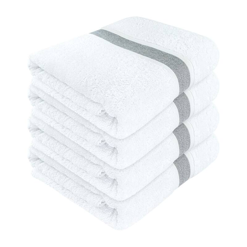 Large Bath Towel - Ultra-Absorbent Natural Cotton Bath Sheet Towel for Bathroom - 35 x 67 Inches Thick Luxury Bath Towel - White & Antrasit - Pack of 4