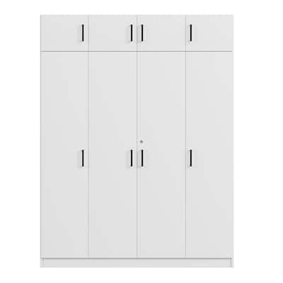 Large Floor Organizer with 4-Door Wardrobe with Drawer and Top Cabinet