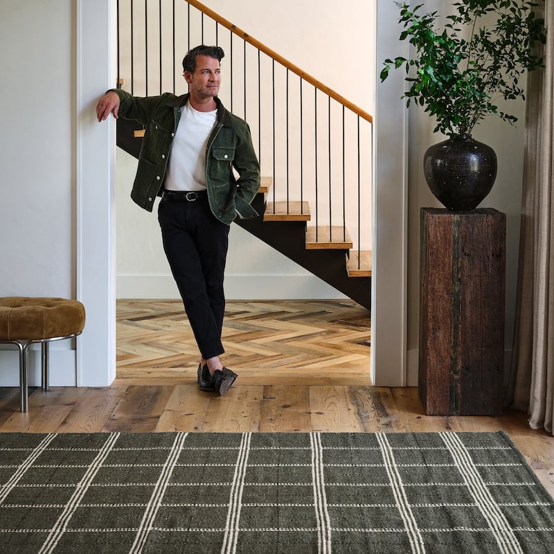 Nate Berkus Downing Plaid Wool Cozy Area Rug - 8'6" x 11'6" - Green