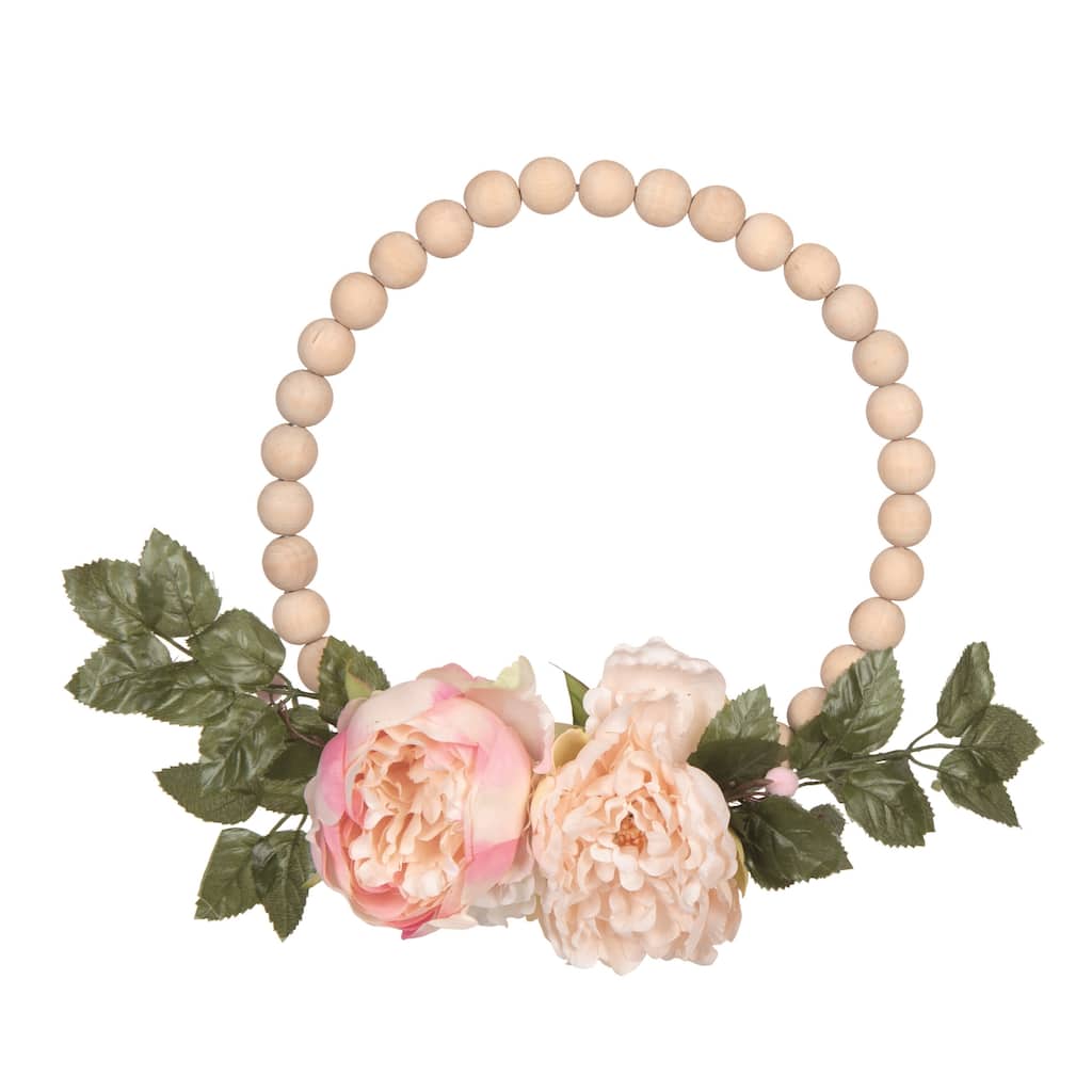 Transpac Artificial Material 17.72" Multicolor Spring Jumbo Bead Floral Wreath - Multi