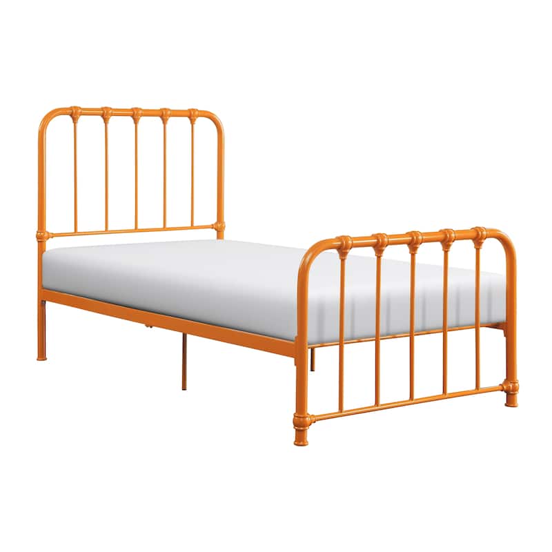 Metal Bed Orange Finish Twin Platform Bed 1pc