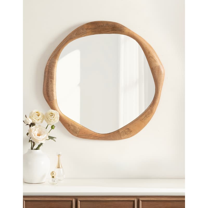 Kate and Laurel Hera Round Mirror Wood - 26x26