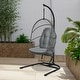 preview thumbnail 3 of 16, Gymax Hanging Hammock Egg Chair Patio Rattan Swing Chair w/ Stand &
