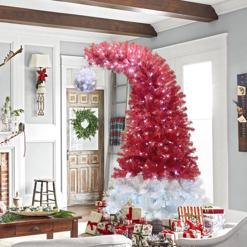 6FT Christmas Tree Bendable Santa Hat Style Christmas Tree Holiday Decoration,LED Lights X-mas