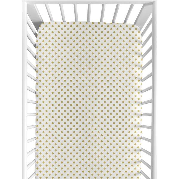 slide 2 of 6, Sweet Jojo Designs Gold and White Polka Dot Butterfly Floral Collection Fitted Crib Sheet