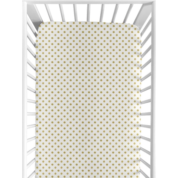 slide 2 of 6, Sweet Jojo Designs Gold and White Polka Dot Watercolor Floral Collection Fitted Crib Sheet
