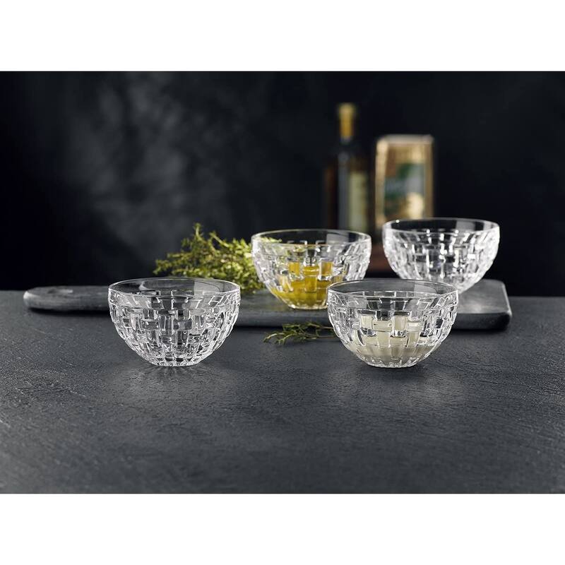 Nachtmann Set of 4 Bossa Nova Round Crystal Dip Bowls - 3.5 inches