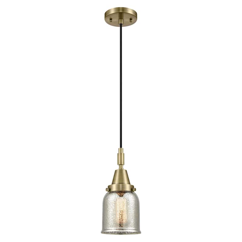 Innovations Lighting Downtown Urban - Caden Bell - 1 Light 5" Cord Hung Mini Pendant - Antique Brass/Silver Plated Mercury Shade