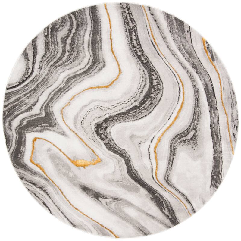 SAFAVIEH Craft Clytie Modern Abstract Marble Pattern Rug - 10' Round - Grey/Gold