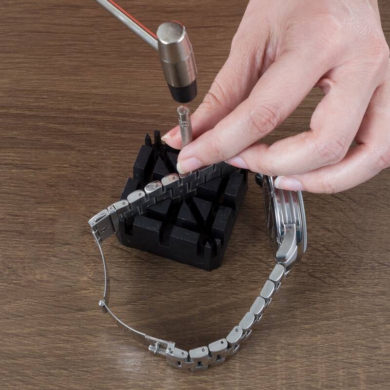 16-Piece Watch Repair Kit with Screwdrivers, Tweezers, Link Remover – LED Magnetic Light with Flexible Gooseneck by Stalwart