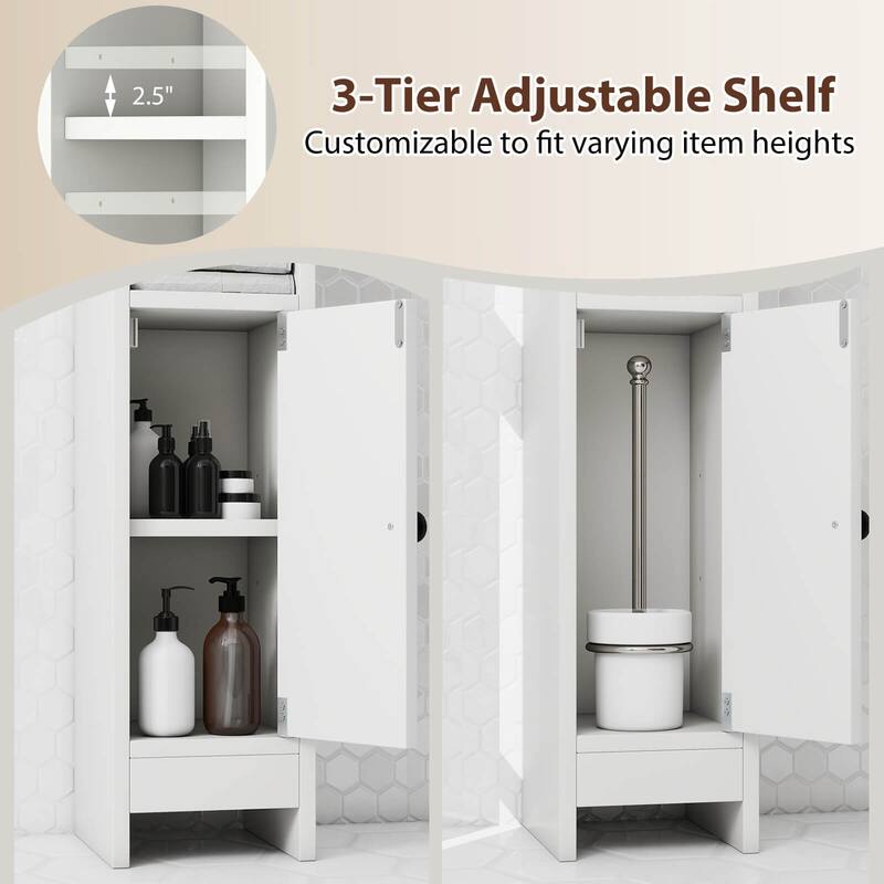 Costway Bathroom Storage Cabinet with Adjustable Shelf 1 Door & 2 Open - See Details