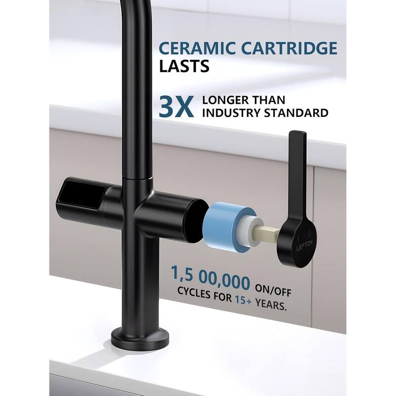 Lefton Touchless Pull-Out Kitchen Faucet, Hands Free Motion Sensor Activated, Battery-Free Temperature Display, KF2206