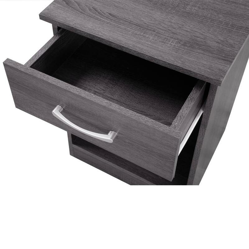 1-Drawer Nightstand with Open Shelf - 24" - Gray