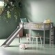 preview thumbnail 2 of 26, Twin Size Low Loft Bed with Ladder and Slide, Space-saving, Gray
