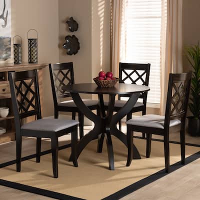 Savina Modern Fabric and Wood 5-Piece Dining Set