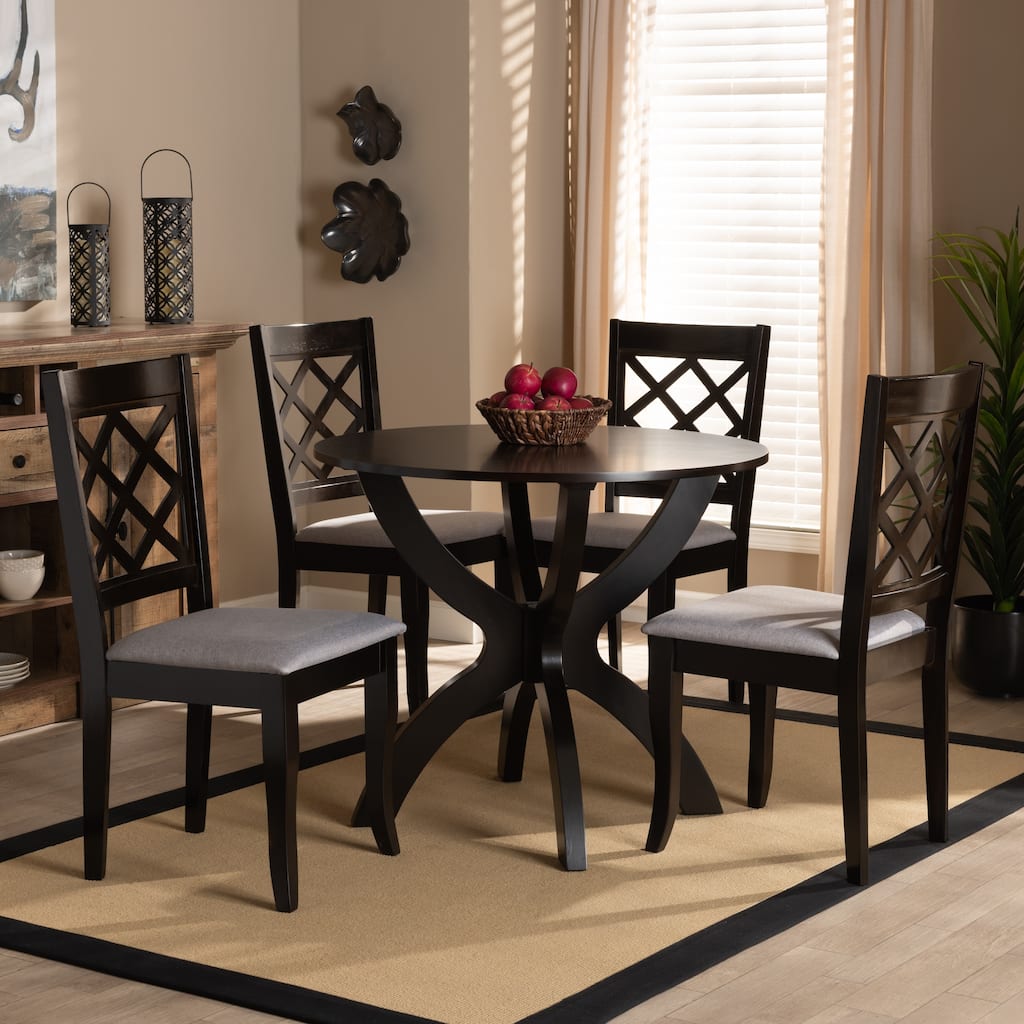 Savina Modern Fabric and Wood 5-Piece Dining Set