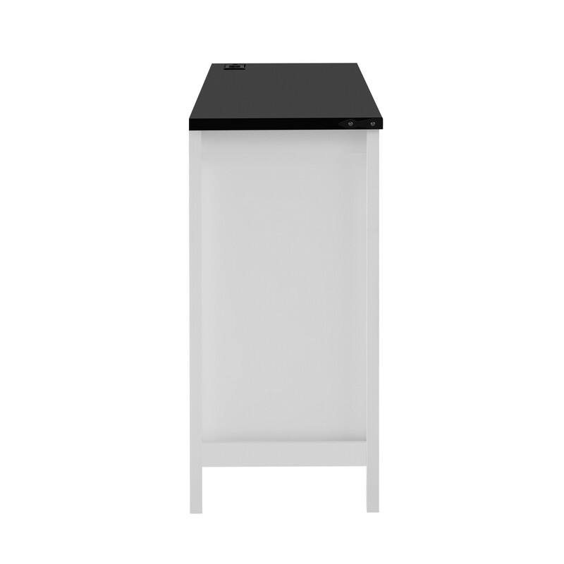 Modern 4-Door Sideboard Buffet with Power Outlets Adjustable Shelves and Half-Open Storage Design