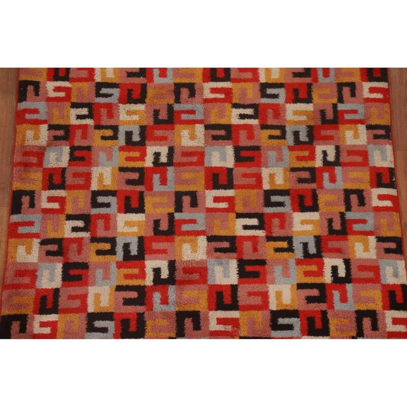 Hand Knotted Oriental 100% Wool Carpet Modern All-Over Red Gabbeh Area Rug - 7' 10'' X 4' 6''