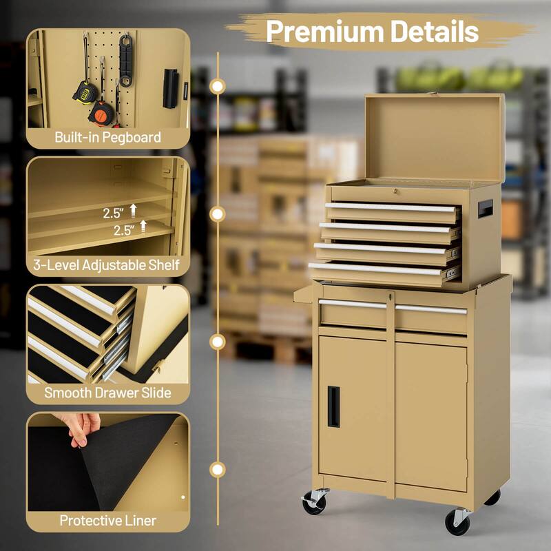 Costway 5-Drawer Rolling Tool Chest Cabinet Metal Tool Storage Box - See Details
