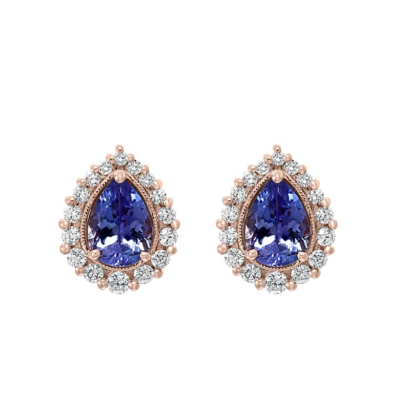 EFFY 14K Gold Diamond Tanzanite Pear Earrings
