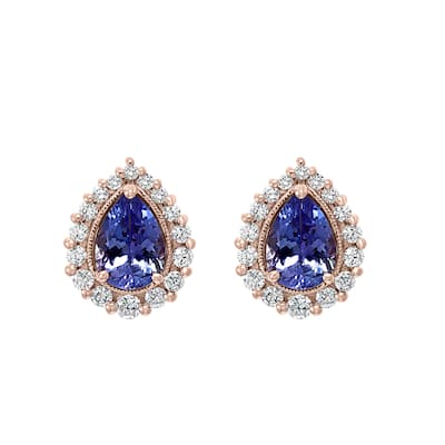 EFFY 14K Gold Diamond Tanzanite Pear Earrings