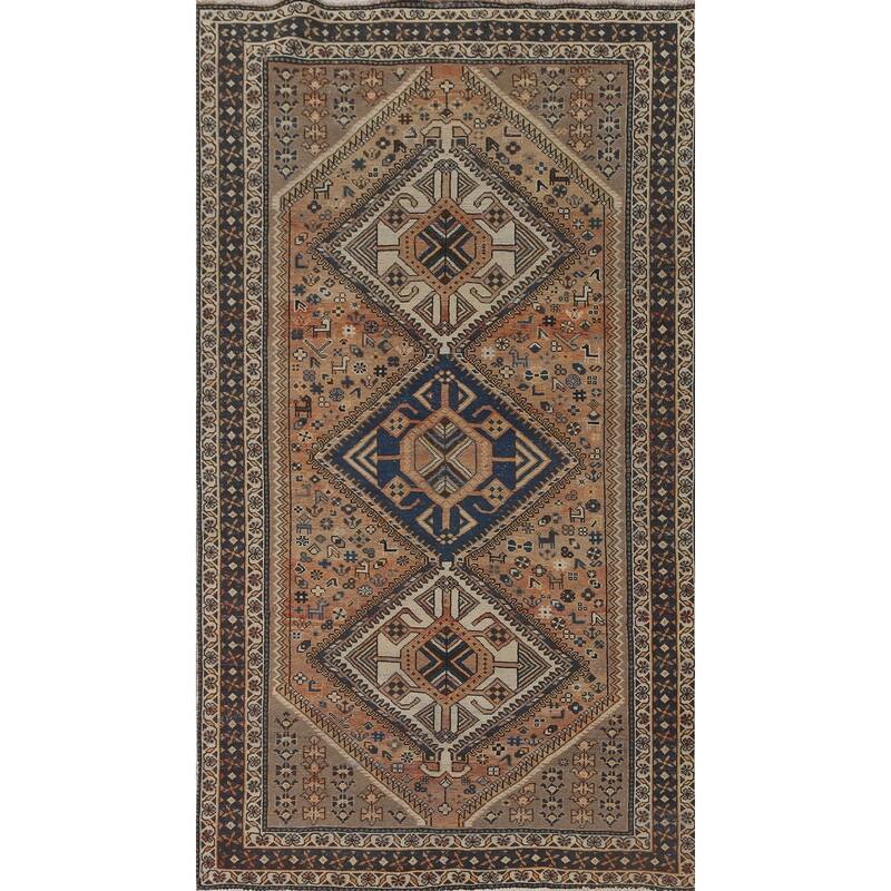 Tribal Animals Bakhtiari Persian Vintage Rug Hand-Knotted Wool Carpet - 5'5" x 9'11"