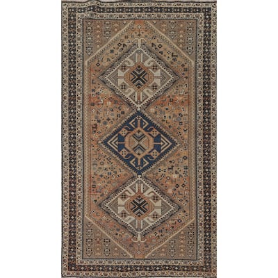 Tribal Animals Bakhtiari Persian Vintage Rug Hand-Knotted Wool Carpet - 5'5" x 9'11"