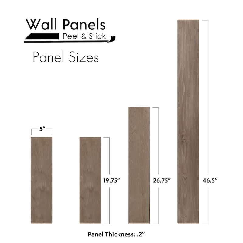 Peel and Stick Solid Wood Wall Paneling, Assorted Length, 5-inch Width, 19 sq ft