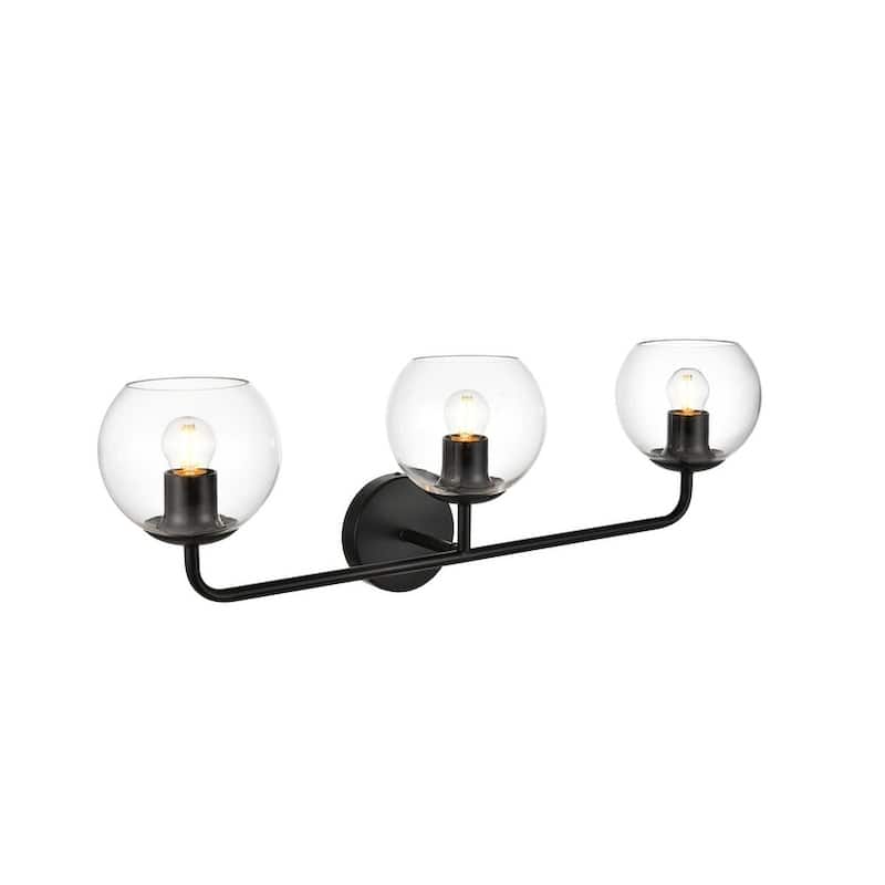 Genis 1 Light Black and Clear Bath Sconce