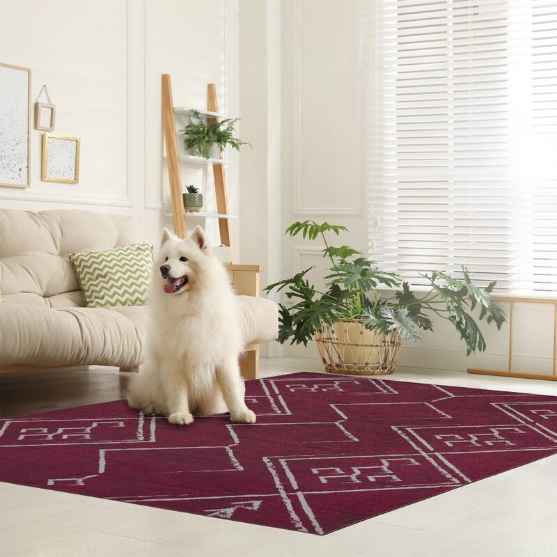 Machine Washable Area Rug With Non-Slip Backing - Stain Resistant - Eco-Friendly Aspen Tribal Moroccan Bohemian Design