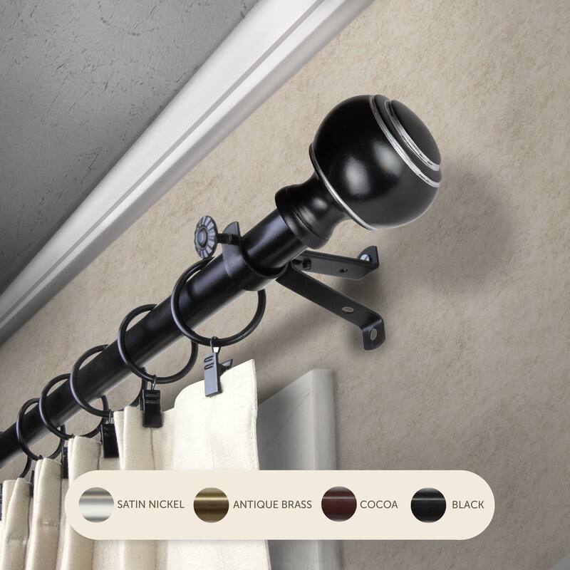 InStyleDesign Vesper Adjustable Curtain Rod 13/16 inch dia. - 120 to 170 inches - Black